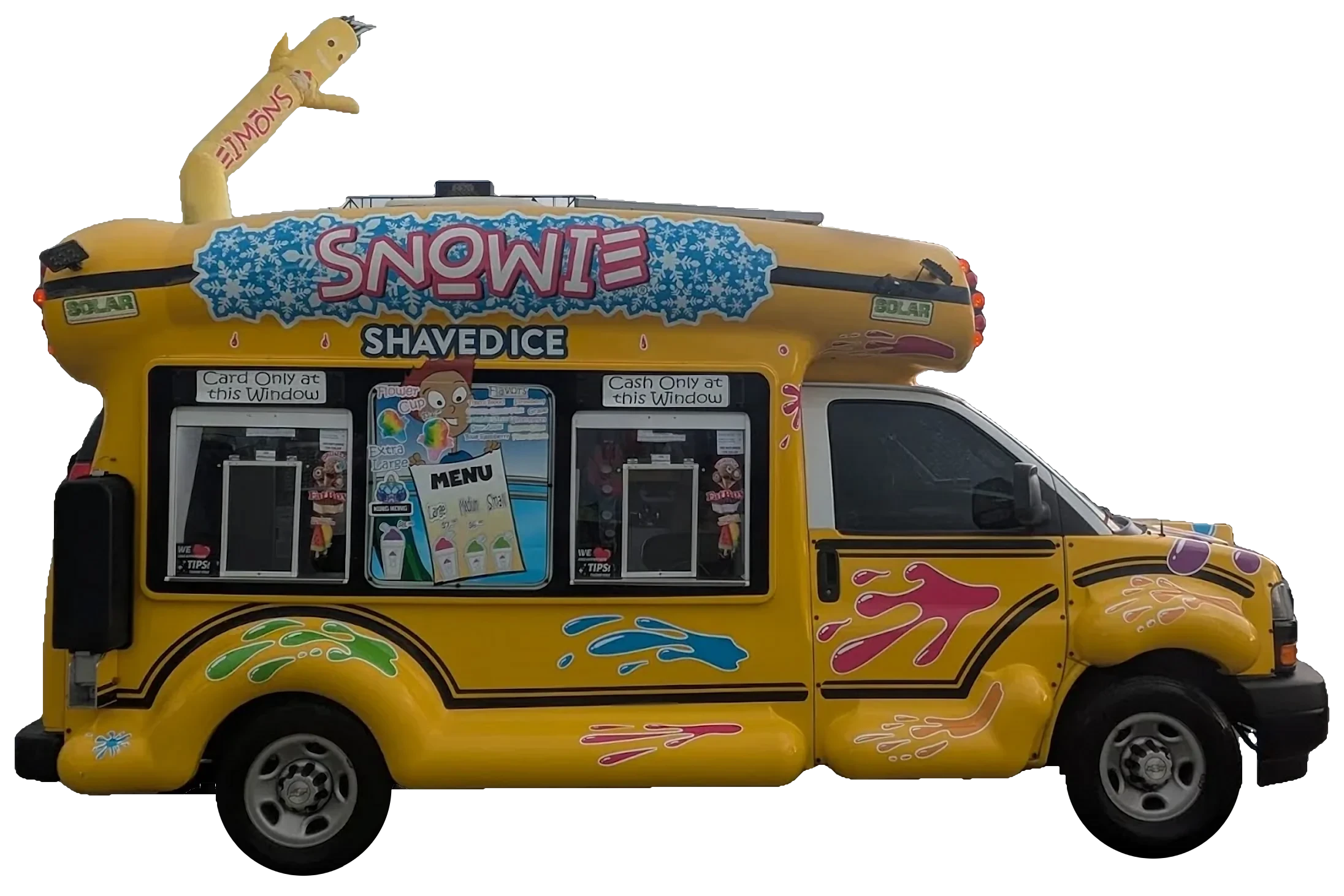 The Fun Flavor Zone bus with Bob, its inflatable mascot